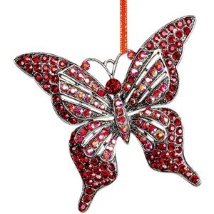 Butterfly Christmas Ornament 2025 Red Monarch Butterfly Ornaments for Christmas Tree Decorations Metal Butterflies Decoration Hanging Butterflies Keepsake Gifts for Women Girls Sister