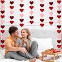 12 PCS Valentines Banner, Hanging Valentines Decor, Pre-Assemble Heart Banner Galentines Day Decorations for Holiday Classroom School Home Backdrop DecorRed, Pink, Burgundy