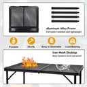 GREGIN Camping Table with Mesh Desktop, Lightweight & Portable Folding Grill Table, Height Adjustable Metal Outdoor Table for Camp, Cooking, BBQ, RV, Picnic-4 FT Black, L: 47.24"L x 23.62"W x 16.5"H/26"H