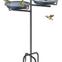 2-in-1 Metal Bird Bath for Outside, Vintage Freestanding Birdbaths Feeder Bowl, Stable & Easy to Clean Birdfeeder for Outdoors Garden Yard Lawn Decor (Vintage Blue)