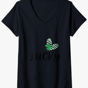 Womens Lucky V-Neck T-Shirt, Size M