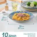 Vancasso Dinner Plates Set of 6-10.5 Inch Ceramic Plates, Microwave, Oven and Dishwasher Safe, Colorful Bohemian Style Dishes for Kitchen