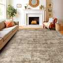 WITSHOCK 10x12 Area Rugs for Living Room: Machine Washable Non Slip Modern Abstract Carpet - Low Pile Print Rug for Bedroom Dining Room - Stain Resistant for Household - Pet Owners (Earthy Brown) (Light Brown / Taupe Brown)