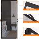 MAGZO Hanging Screen Door, Fits Door Size 36" x 98" (Curtain Size 38'' x 99''), Upgraded Fiberglass Mesh Net with Tension Rod&Hook&Loop (One Piece Can be Installed in 2 Ways), Weighted Bottom, Grey