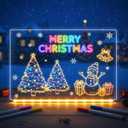 Led Drawing Board for Kids, Rechargeable LED Note Board with Colors 12 Markers, Light Up Acrylic Dry Erase Lumi Board with Stand for Classroom/Office/Home Christmas Decor/Gifts (White, 7.8x11.8in)