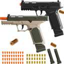 2Pack Soft Bullet Toys Gun - Semi-Automatic Handgun with Shell Ejection and Auto Rebound, Outdoor Game Toy Foam Blasters & Guns for Boys Girls Halloween Christmas Birthday Gifts (Sig17-Black+Green)