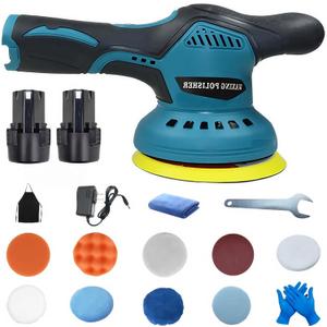 Cordless Car Buffer Polisher - 2pcs 1.5Ah 12V Lithium-ion Rechargeable Battery Powered Brushless Polisher, Car Buffer Waxer Kit, Car Polishing Machine with 6 Variable Speed, DA Orbital Buffer