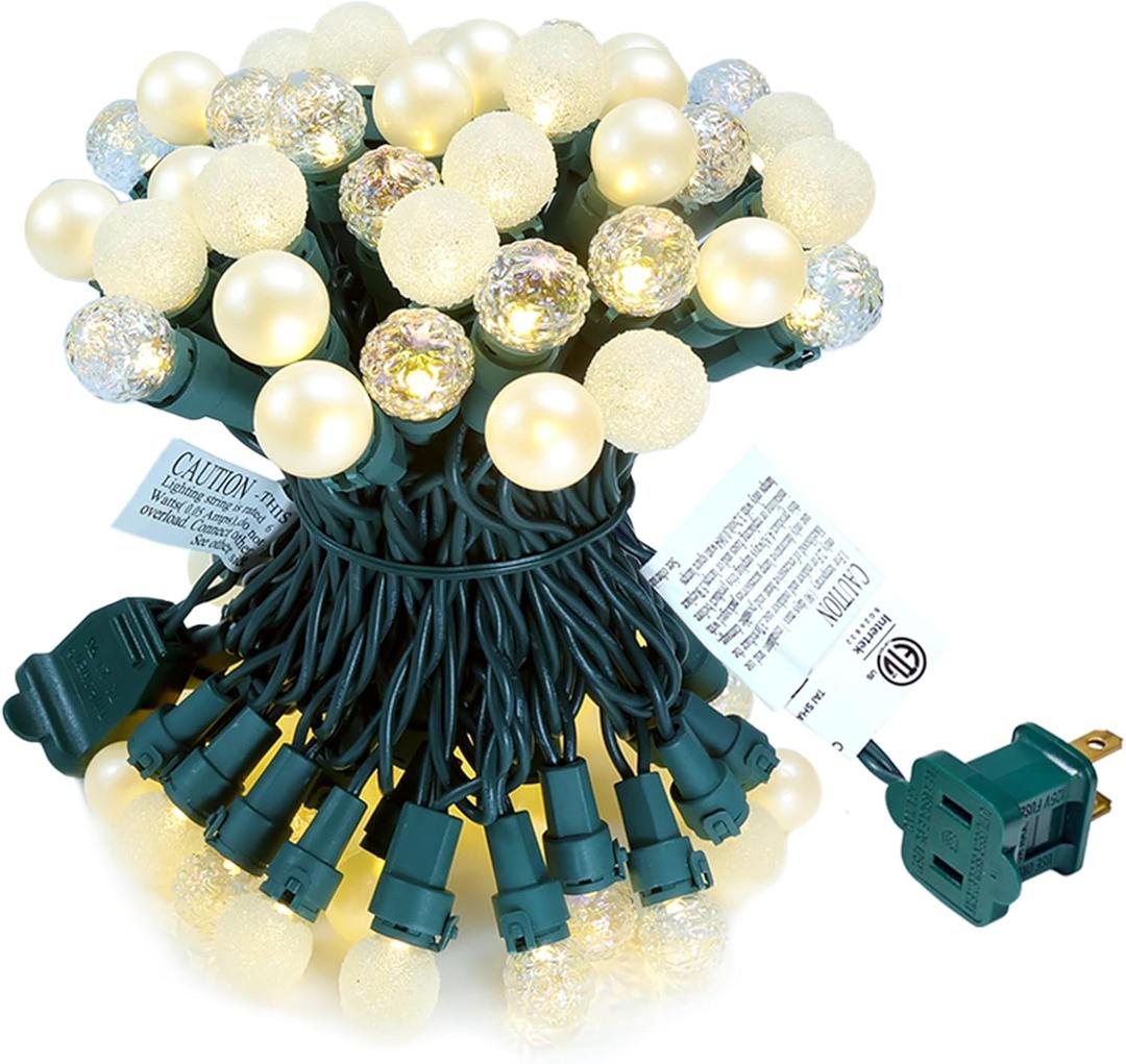 GlowVibe Christmas Lights Outdoor Warm White G15 Glass Bulbs 70 LED 19FT Plug in Mini Globe String Lights Connectable for Indoor Patio Xmas Tree Dcor