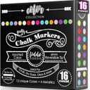 Loddie Doddie Chalk Markers - Pack of 16, 6mm Reversible Bullet & Chisel Tips - Non-Toxic Dust-Free Erasable Liquid Chalk Ink - Dry Erase Markers for Glass, Windows & Whiteboards