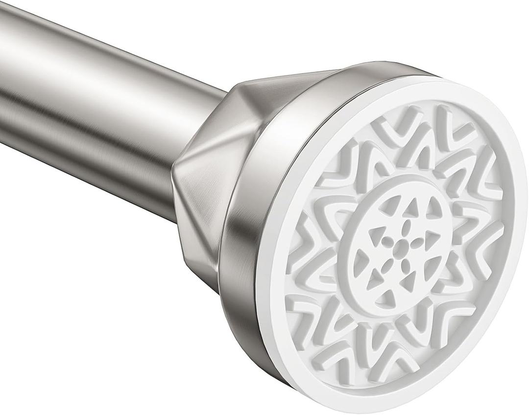 Nickel No-Drill Shower Rod - 32-80 Inches, Anti-Slip Tension Curtain Rod