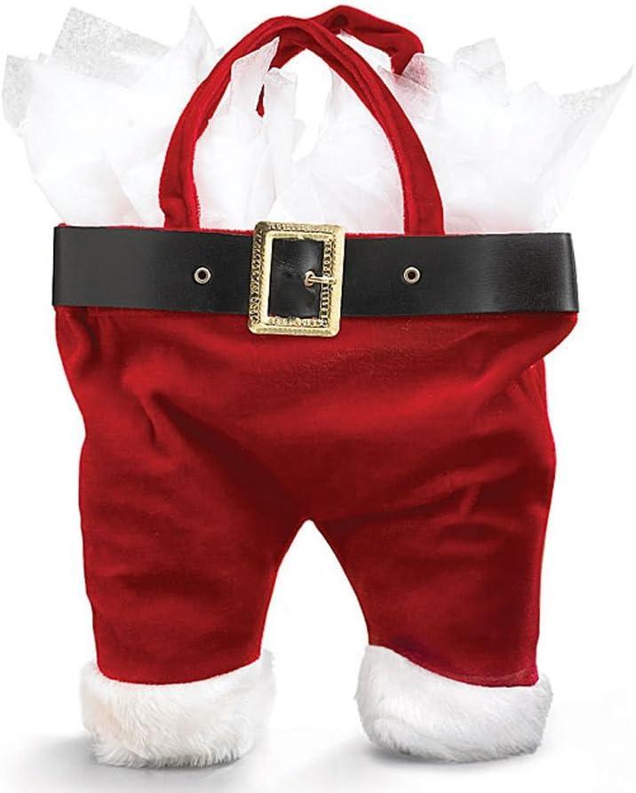 Burton & Burton Santa Pants One Size Tote Bag for Wine Bottle, Red
