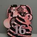 Sweet 16 Birthday Decorations - 7 Pcs Black & Pink Sweet 16 Yard Signs with Stakes, 2 Pcs LED Lights, Sparkling at Night, Weatherproof, Perfect Outdoor Lawn Decorations