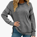 Womens Crew Neck Side Slit Sweatshirts Fashion Cute Long Sleeve Dressy Shirt Casual Loose Color Block Pullover Top, Size M