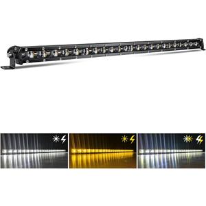 CO LIGHT Led Light Bar Single 26 inch Slim Single Row Lightbar Driving Combo Beam Off Road Fog Work Lights with Mounting Brackets & 6D Reflectors for Truck, Car, Cabin, Boat, ATV, UTV (White&Amber)