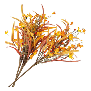 3Pcs Fall Stems Yellow Fake Flowers with Berry Picks Fall Leaf Spray Plants Floral Arrangements for Autumn Home Office Wedding Thanksgiving Halloween Decor