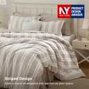 Bedsure Beige Striped Comforter Set Queen Size, Soft Fall Bedding 3 pcs