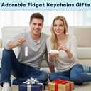 FunisFun 2 PCS Keyboard Fidget Toy Silent & Clicky Keyboard Keychain with LED Lights Detachable Bear Shape Clicker Fidget Toy for Adults Anxiety & Stress Relief (White, 4in1-2Pack)