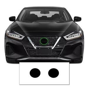 Pre-Cut Front Emblem Tint Compatible with Nissan Maxima SL SR S Sedan 2019-2023 | Precision Cut Stretchable PPF Vinyl Overlay Cover Wrap Dark Smoke (Pack of 2)