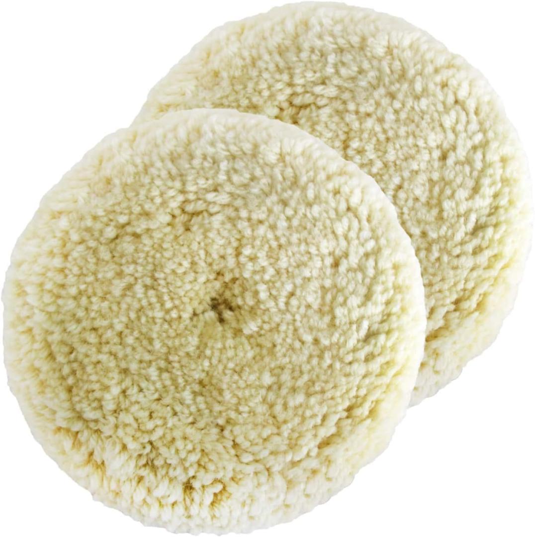 7" Wool Buffing Pad Kit 2PCS 100% Polishing Wool Pads Kit Low Linting Wool Pad, Used for Rotary and Random Orbit Sander/Polisher Buffing Equipment Buffing Pad Cleaner (7" Wool Buffing Pad 2PCS)