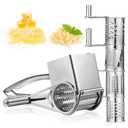 Rotary Cheese Grater Stainless Steel Handheld Rotary Parmesan Grater Cheese Cutter Slicer Shredder with 4 Stainless Drum for Grating Hard Chocolate Nuts Kitchen Tool