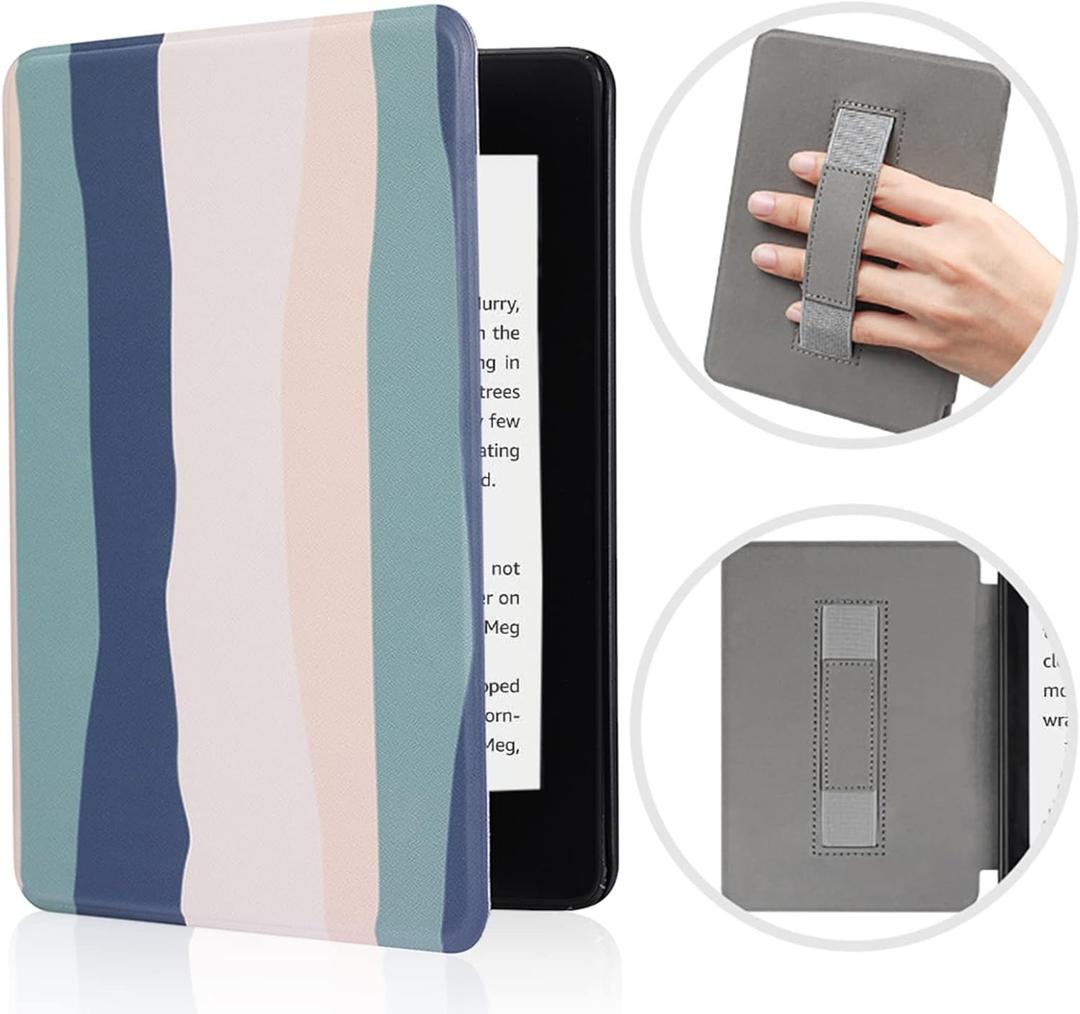 SCSVPN Case for Kindle Paperwhite 10th Generation 2018 with Hand Strap - Auto Sleep/Wake, Slim PU Leather Smart Protective Cover ONLY Fit 6'' Kindle Paperwhite Case Model NO. PQ94WIF, Colorful Blue