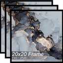 Fxojyvo 20x20 Frame Set of 3, Black Picture Frame for 20 x 20 Square Picture Poster Photo, Light Weight and High Transparent 20 by 20 Frame for Wall - 3 Pack/Black/20 x20