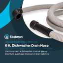 Eastman 6 Foot Dishwasher Drain Hose, Fit with 5/8 Inch, 7/8 Inch, or 1 Inch OD Drain Outlet, 90 Degree Rubber Elbow, Corrugated, Gray Polypropylene, 91227