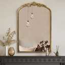 PERFNIQUE Vintage Mirror, 36" X 24" Arched Antique Baroque Wall Mirror, Gold Traditional Wall Decor, Ornate Decor Anthro Look Alike Furniture for Bathroom Living Room Fireplace Entryway Hallway