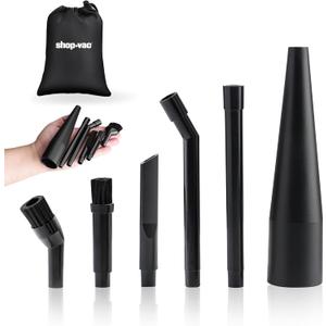 Shop-Vac Micro Cleaning Nozzle Kit, 1-1/4" Detailed-Cleaning Attachments for Compact Wet Dry Shop Vacuum, Storage Bag Included, 6 Pieces