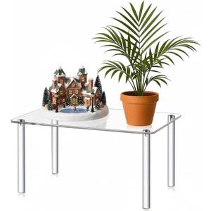 1 Pcs Extra Large 6mm Thick Acrylic Rectangular 4-leg Display Risers, Acrylic Plant Stand, Clear Shelf Riser Display Stands for Decor Collectibles Figures (16x10x8in)