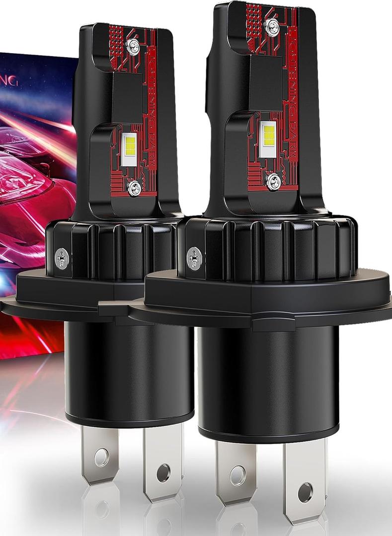 H4 Light Bulbs Super Bright Upgraded 900% 55000LM Brightness 6500K White H4/9003 Light Bulbs 1:1 Halogen Size Cooling Fan Plug and Play Fog Light Direct Fit Pack of 2