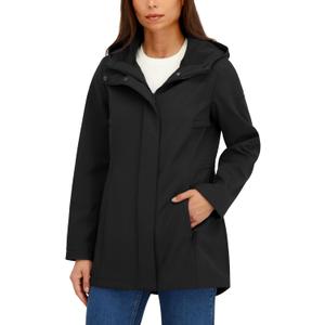 Halifax Traders Women's Softshell Front-Zip Jacket with Down Detail (Black, S)