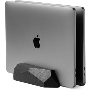 Oakywood Vertical Laptop Stand Wood - Adjustable Dual Slot Dock for Desk, Compatible with All MacBook Pro, MacBook Air, iPad, Handmade Black Stained Oak, Computer Stand, Holder for 2 Devices