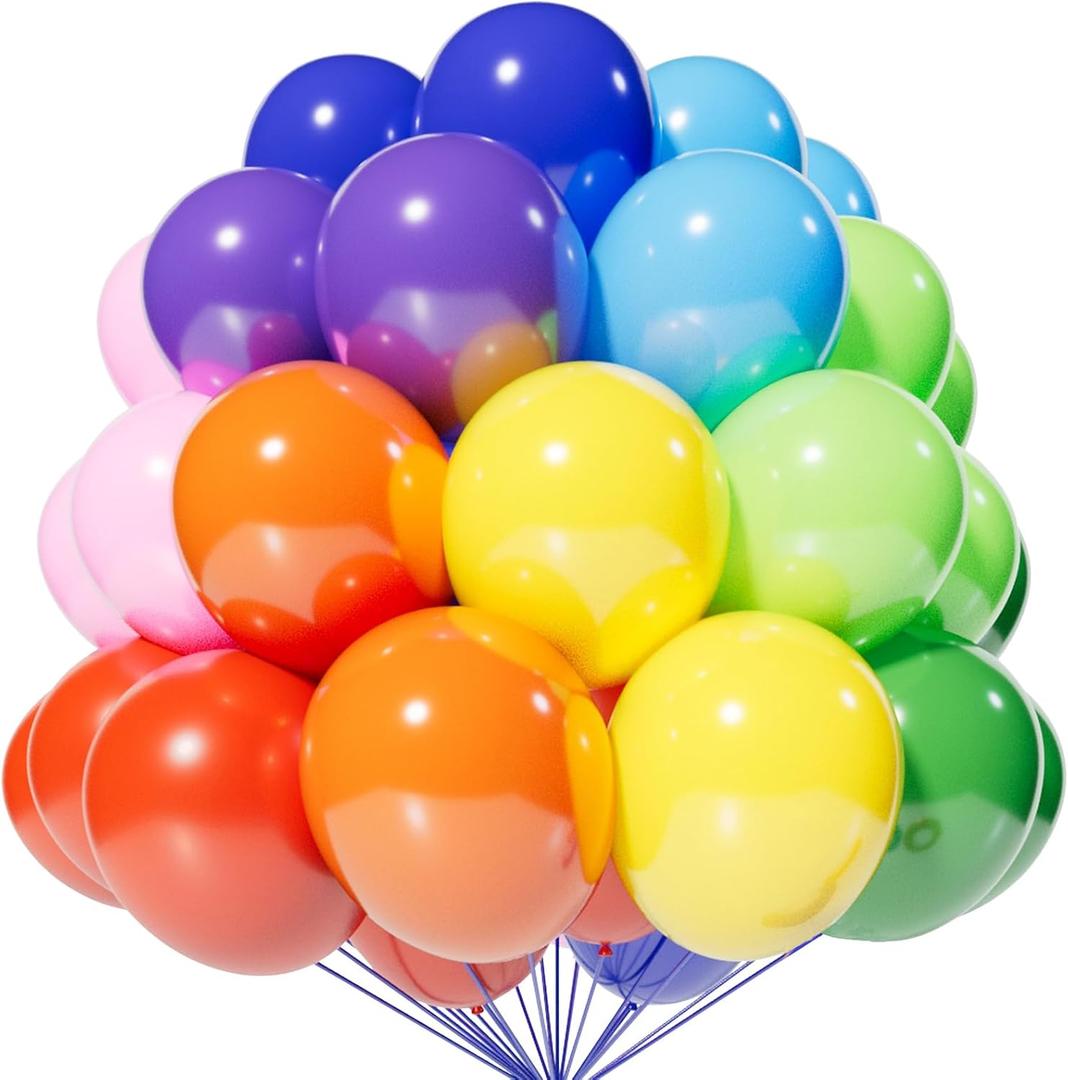 120 Balloons Rainbow Set 12 Inches, Assorted Color Latex Balloons Made With Strong Multicolored Latex for Birthday Baby Shower Wedding Party Supplies Arch Garland Decoration