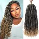 Dorsanee Ombre Honey Blonde Passion Twist Hair 18 Inch 7 Packs Water Wave Crochet Hair Long Bohemian Curly Braiding Hair for Butterfly Locs, Faux Locs, Boho Style Spring Twist Crochet Braids (T27#)