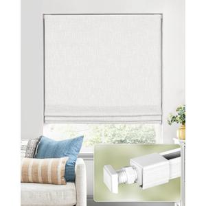 No Tools No Drill Cordless Roman Shades for Indoor Windows 100% Blackout, for Window Size 25" W  64" H White
