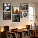 Tutata Vinyl Record Frame, Wall-Mounted Record Album Frame, Front-Opening Record Shadow Box, Holds Up to 8 Albums, for 12x12 Inch LP Album Cover, Black