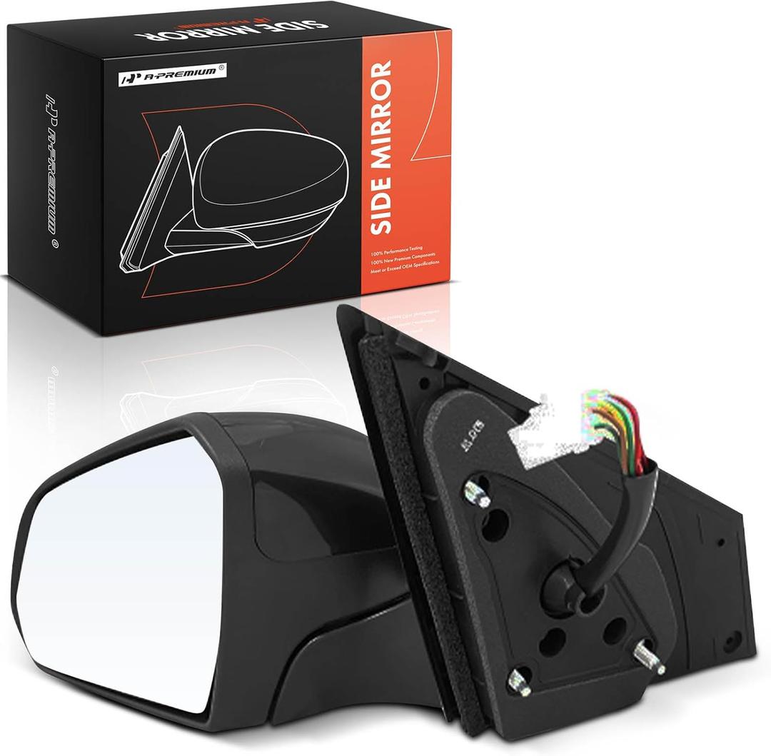 A-Premium Driver Side Power Door Mirror - Compatible with Hyundai Sonata 2015 2016 2017 - Heated Manual Folding Black Outside Rear View Mirror w/Turn Signal - Replace# 87610C2010