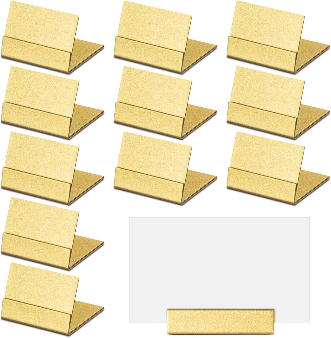 Yaocom 12 Pcs Small Table Number Holders Metal Place Card Holder Vintage Mini Table Number Name Card Display Stand for Wedding Memo Reception Photo Picture Party Restaurant, 1.4 x 1.3 x 1 Inch (Gold)