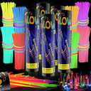 500 Pcs Glow Sticks Bulk Party Pack, 8'' Glow in the Dark Party Supplies, Glow in the Dark Light Up Sticks with Connectors, Party Favors for Birthday, Concert, Raves, Halloween, Christmas