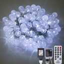 AWQ 100 LED 49 FT Globe Ball String Lights Crystal Bubble Ball Fairy String Lights Plug in with Remote 8 Modes Extendable for Indoor Outdoor Wedding Christmas Tree Garden Decor (White)