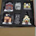 Christmas Village Sets-Christmas Decorations,LED Lighted Christmas Village Houses with Figurines, Christmas Village Collection Indoor Room Decor - Collectible Buildings