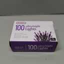 PREXTEX 100 Count Purple Halloween Lights - 20 ft Incandescent String Lights with Black Wire - Violet Indoor and Outdoor Light for Halloween Parties, Christmas Holiday Decorations, Fences and Patios