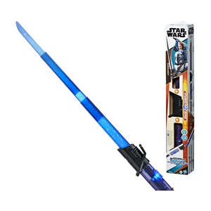 STAR WARS Lightsaber POWER THE FORCE Extendable Blue Lightsaber Toy, Customizable Roleplay Toy for Kids Ages 4 and Up