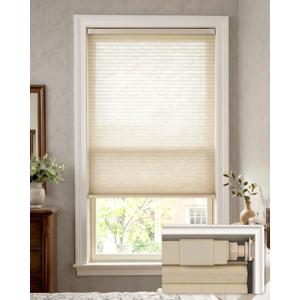 LazBlinds No Drill Light Filtering Cellular Shades, 24" W x 48" H, Beige