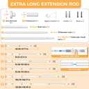 2 Pack White Long Tension Curtain Rod 41-146 Inch Outdoor Tension Shower Curtain Rod No Drilling for Window Patio No Slip Spliced Telescopic Design Easy to Install Never Rust Diameter 1.26 Inch
