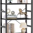 DUMOS 5-Tier Bookshelf, Modern Tall Bookcase, Open Storage Display Shelf for Living Room, Bedroom, Home Office, Narrow Standing Shelving Unit for Books, CDs, DcorModern Black