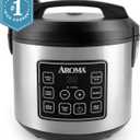 Aroma Housewares 20 Cup Cooked (10 cup uncooked) Digital Rice Cooker, Slow Cooker, Food Steamer, SS Exterior (ARC-150SB),Black