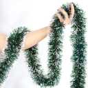 50FT Green Christmas Tinsel Garland Decorations to Christmas Tree, Thick and Thin Metallic Streamers Foil Tinsel Twist Garland Decor for Home Indoor Outdoor Party Supplies