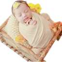 Coberllus Newborn Baby Photo Props Blanket Stretch Without Wrinkle Wrap Swaddle for Boy Girls Photography Shoot (Beige)